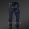 Leather Joggers in Navy