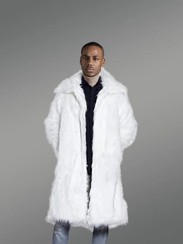 Long White Fur Coat for Men - Image 3