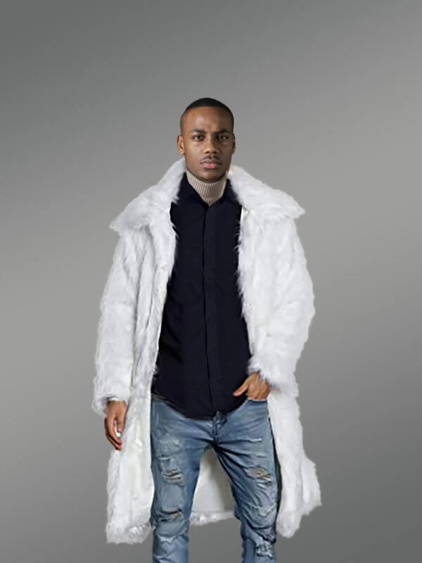 Long White Fur Coat for Men - Image 2