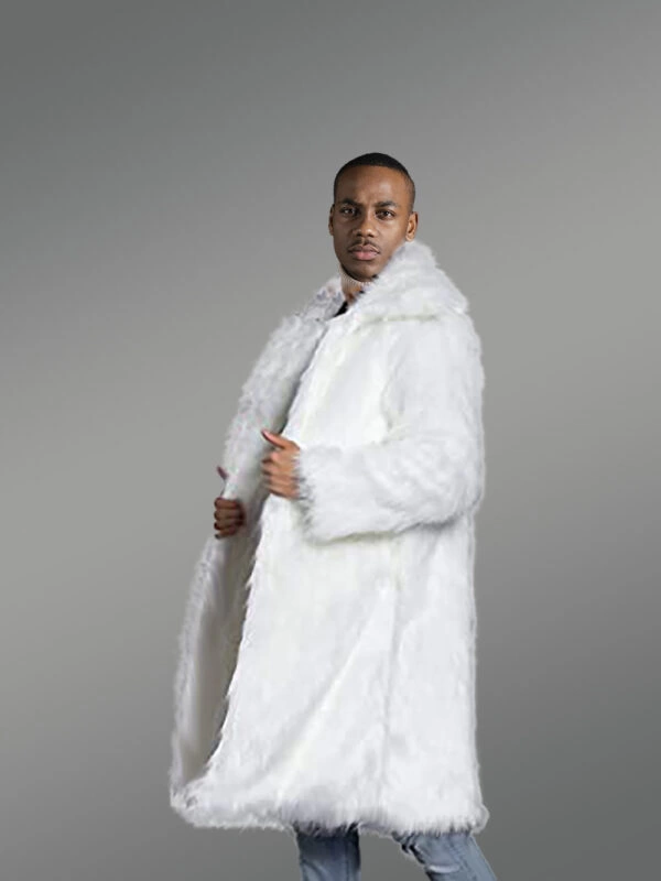 Long White Fur Coat for Men - Image 6