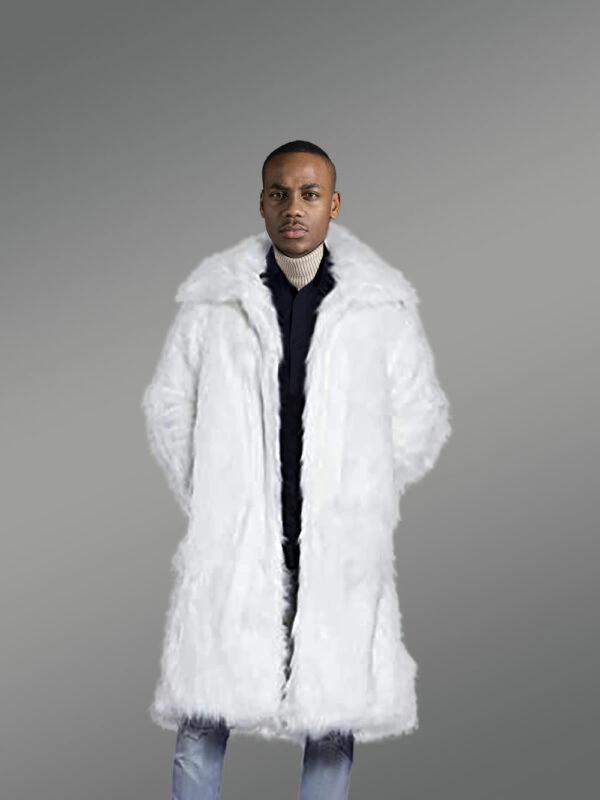 Long White Fur Coat for Men - Image 4