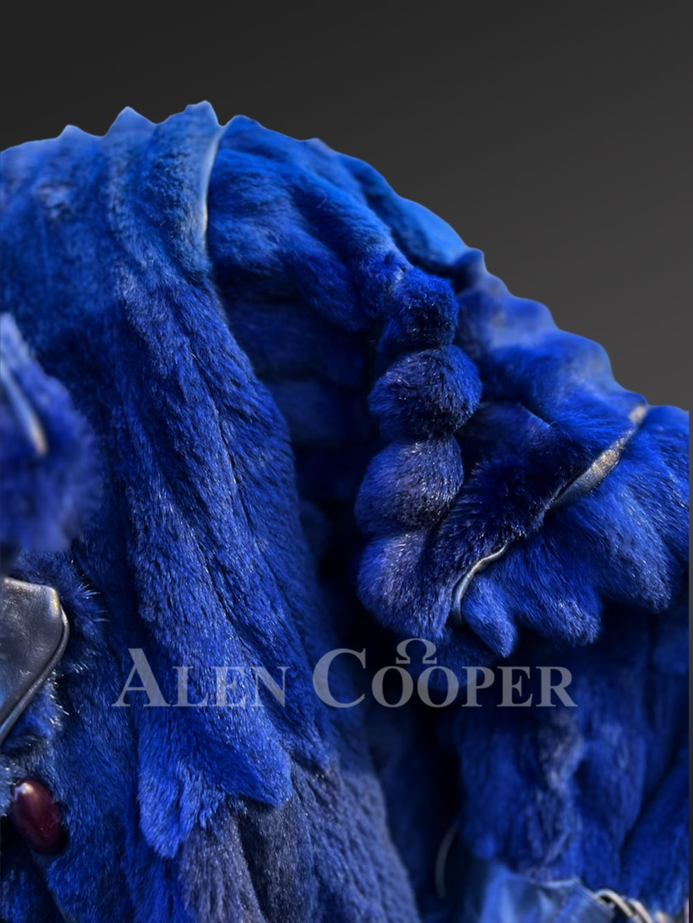 Vintage Rabbit Fur Coat for Women in Royal Blue - Image 6