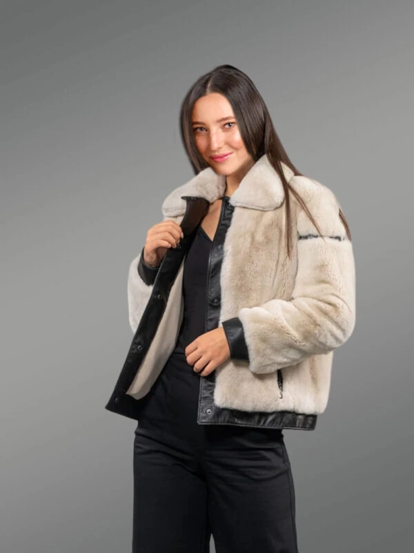 Rabbit Fur Baggy Coat for women SIDE VIEW