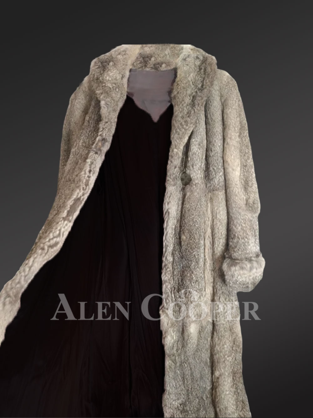 Stylish Long Rabbit Fur Coat - Image 6