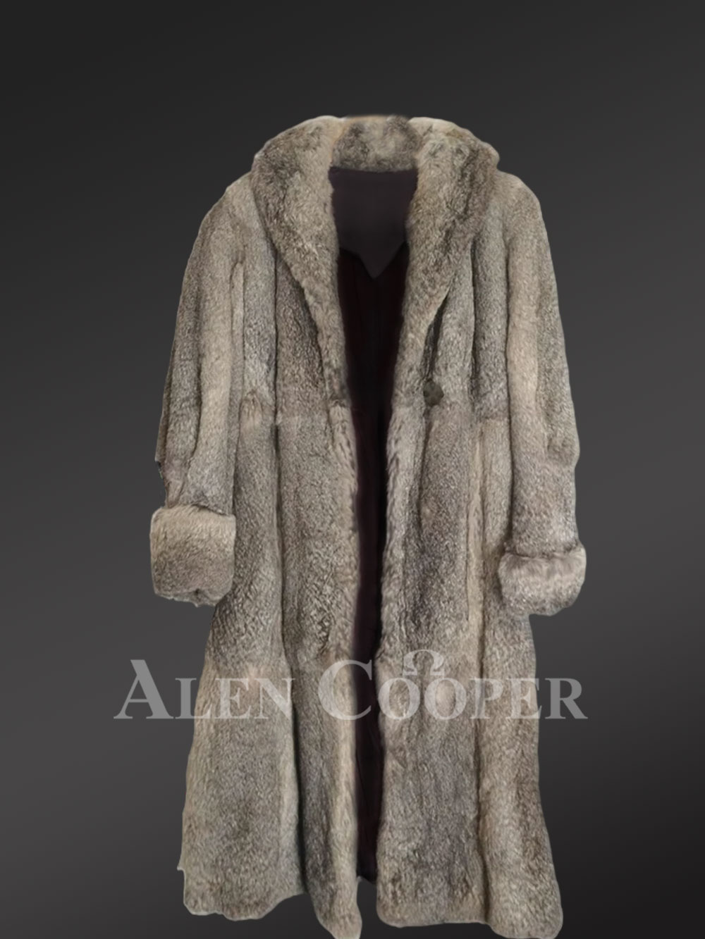 Stylish Long Rabbit Fur Coat - Image 5