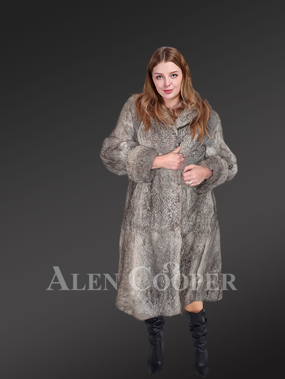 Stylish Long Rabbit Fur Coat - Image 2