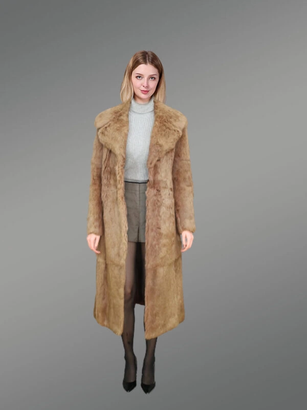 Real Rabbit Fur Trench Coat for Women - Image 4