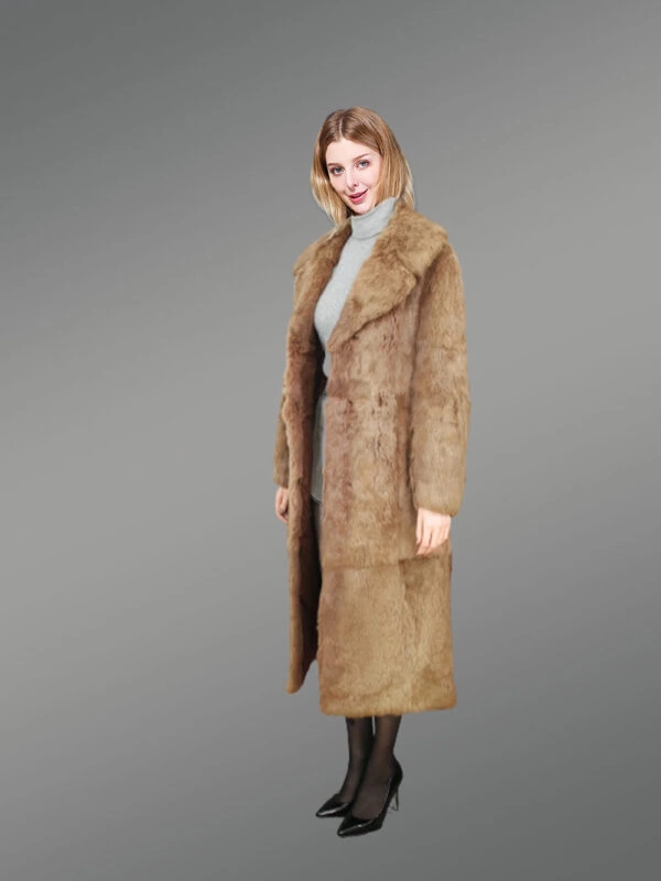 Real Rabbit Fur Trench Coat for Women - Image 3