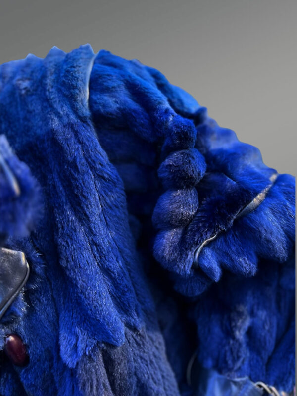 Vintage Rabbit Fur Coat for Women in Royal Blue - Image 6