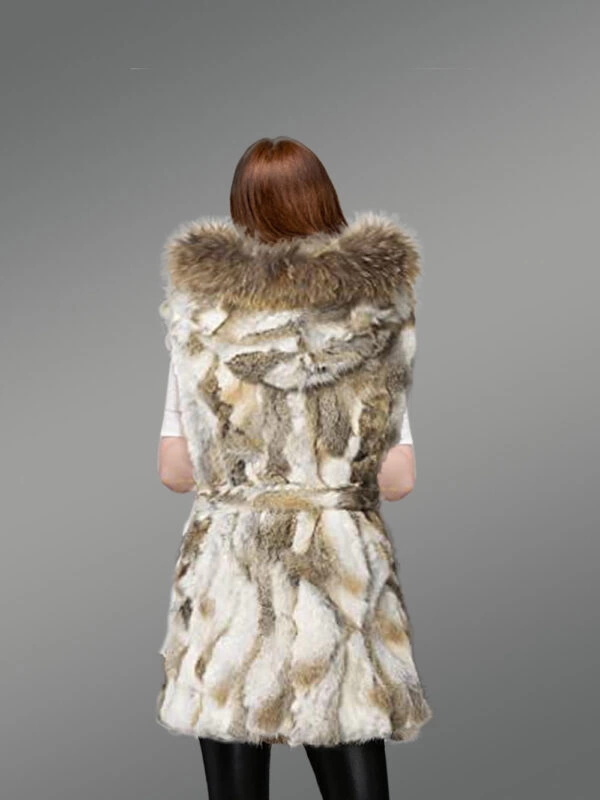 Natural Rabbit Fur Vest with Waistband Tied With a Knot for a Stylish Look - Image 5