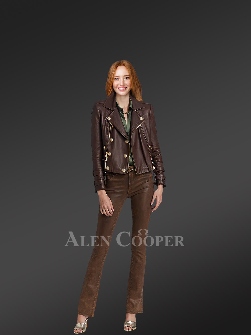Belted Double Breast Biker Jacket with Zippers and Buttons - Image 2