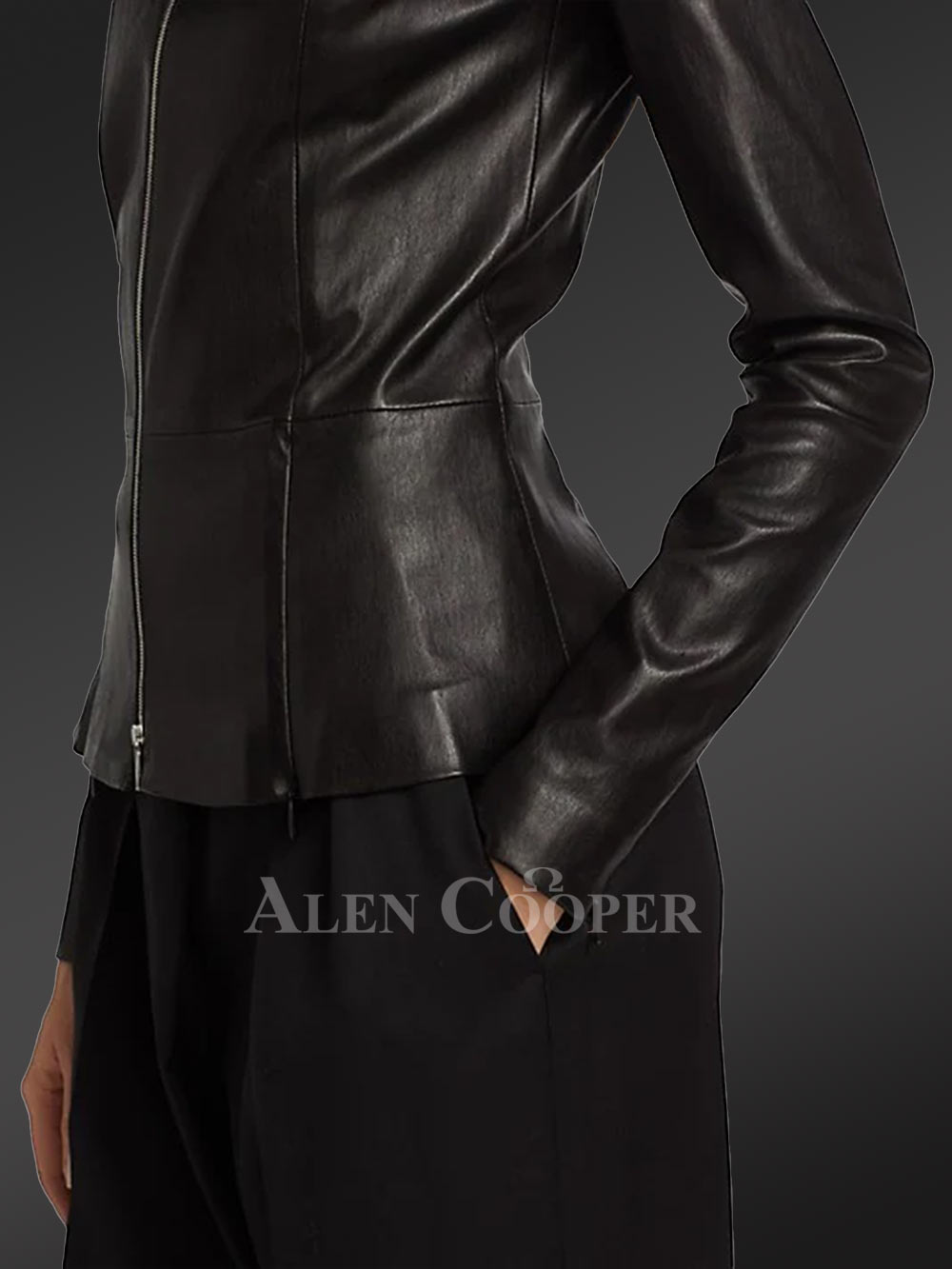 Dressy Black Leather Jacket - Image 5