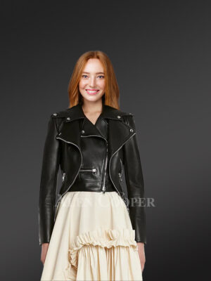 Twisted Crop Leather Jacket