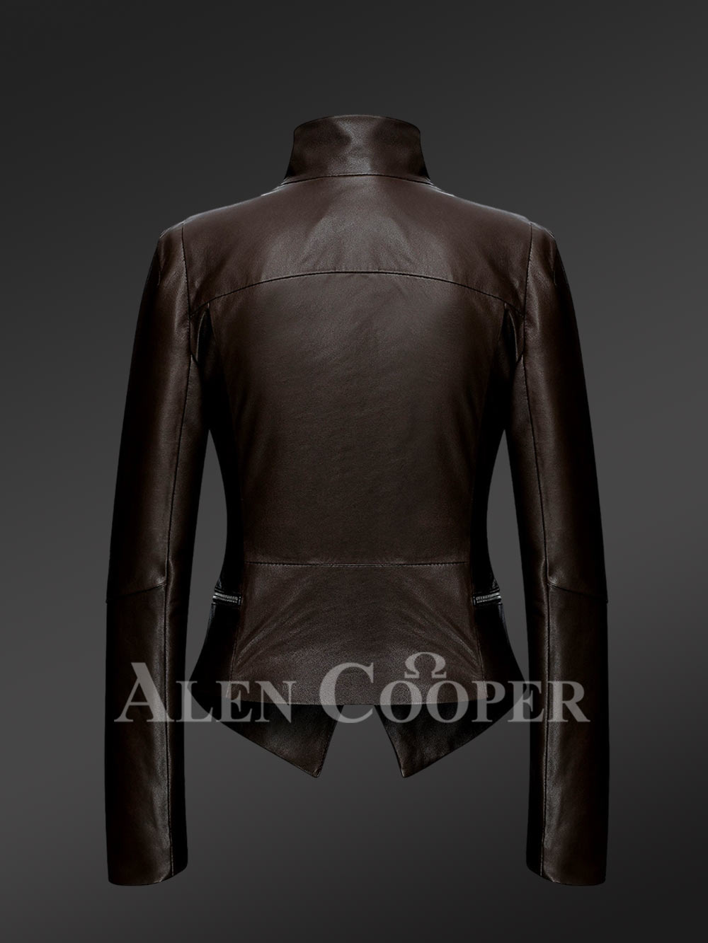 Biker Style Adjustable Length Slim Fit Jacket with one sided collar - Image 3