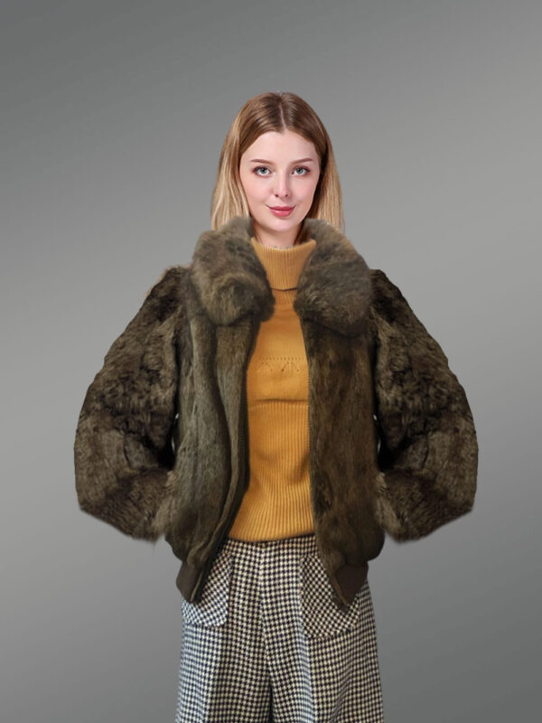 Real Rabbit Fur Bomber For Stylish Womens