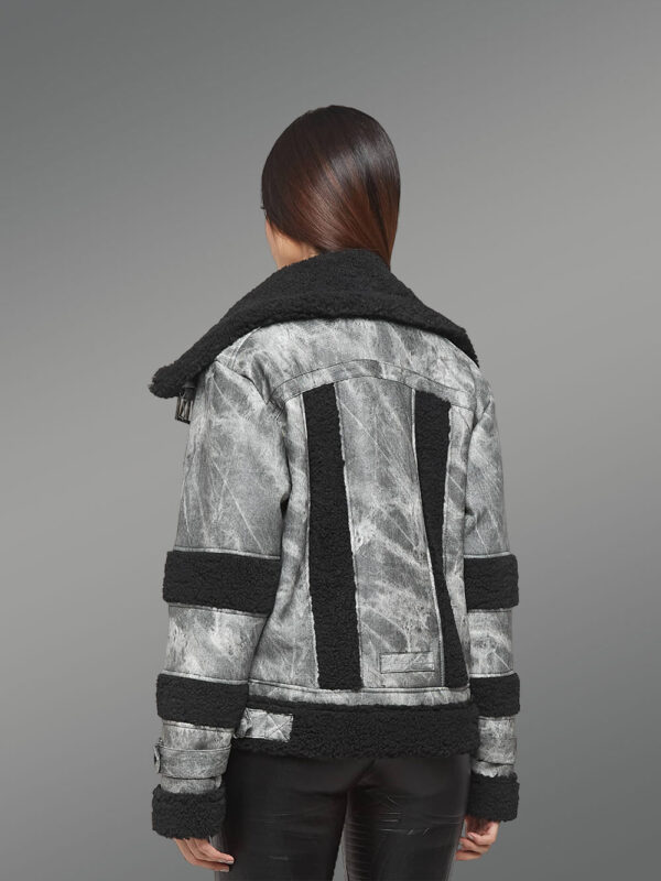 Real Shearling Biker Jacket - Image 5