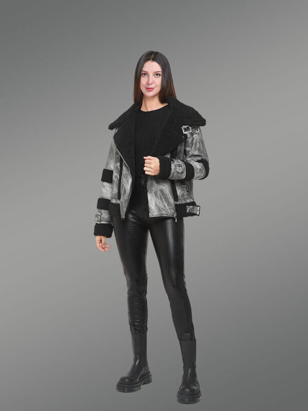 Real Shearling Biker Jacket - Image 4