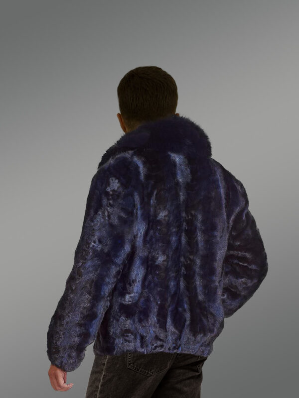 Men Mink Fur Bomber Coat with fox fur Collar - Image 5