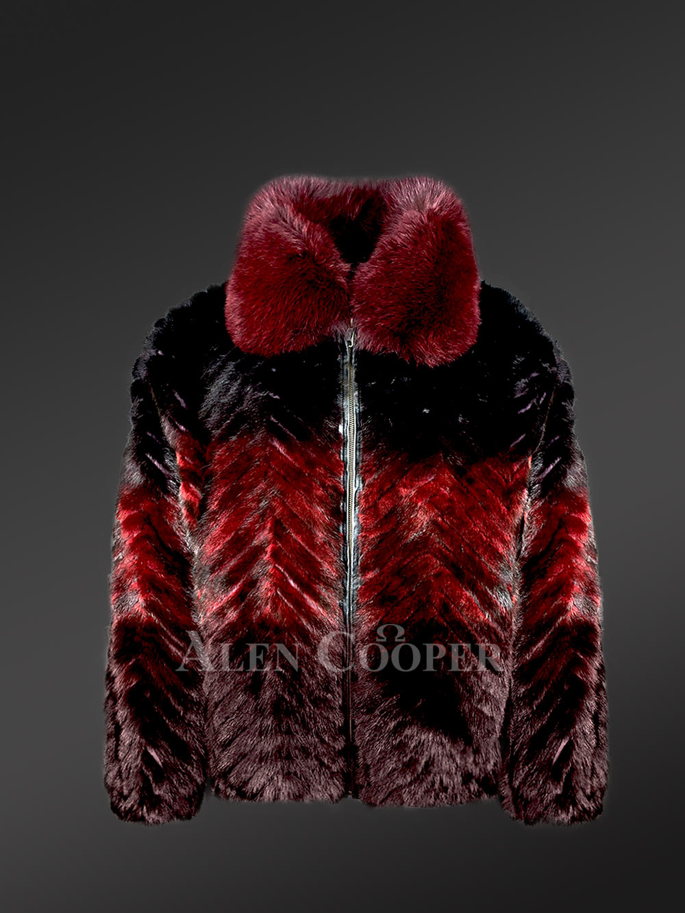 Men Mink Fur Bomber Jacket - Image 4