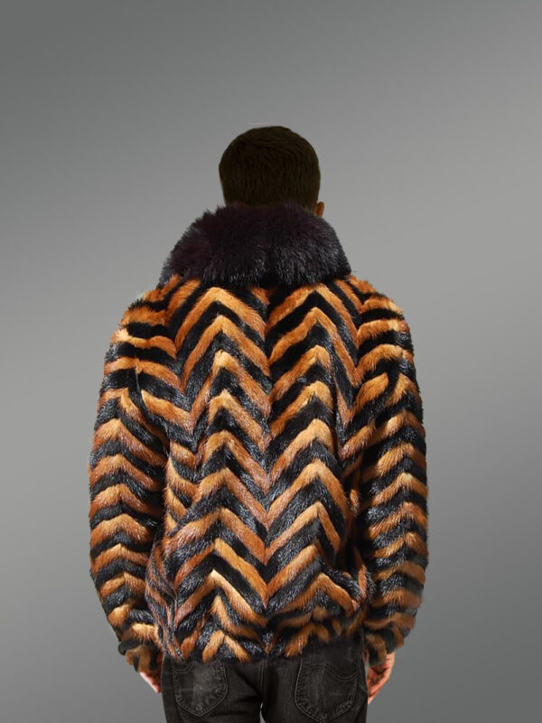 Whiskey Mink Jacket With Black Fox Collar - Image 4