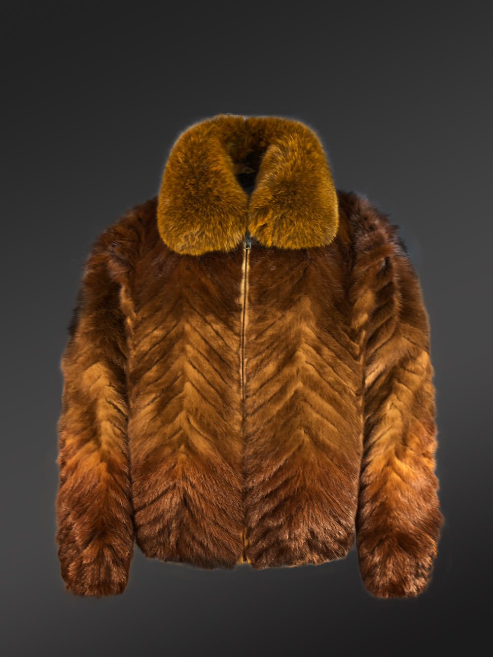 Mink Fur Bomber for Men with Zip-Up Front - Image 3
