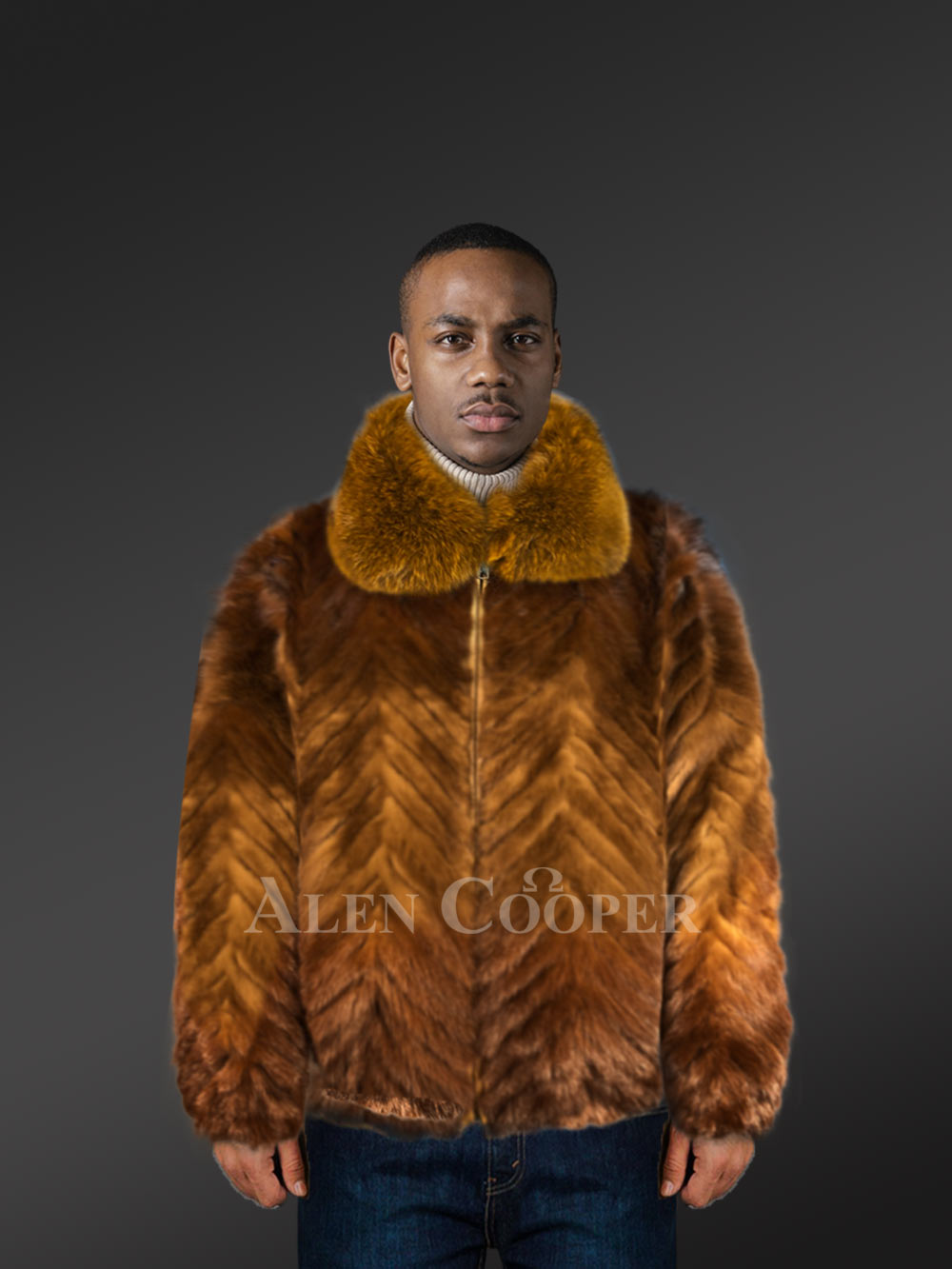 Mink Fur Bomber for Men with Zip-Up Front - Image 2