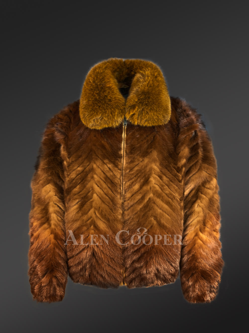 Mink Fur Bomber for Men with Zip-Up Front - Image 4