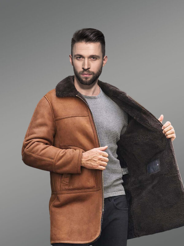 Shearling Coat Long Natural Sheepskin Leather Jacket with Hooded Fur - Image 6