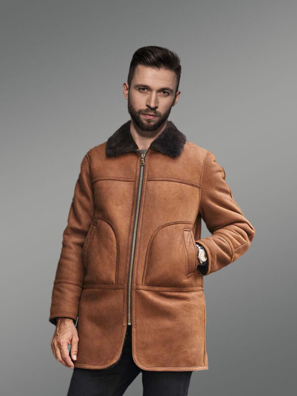 Shearling Coat Long Natural Sheepskin Leather Jacket with Hooded Fur - Image 4