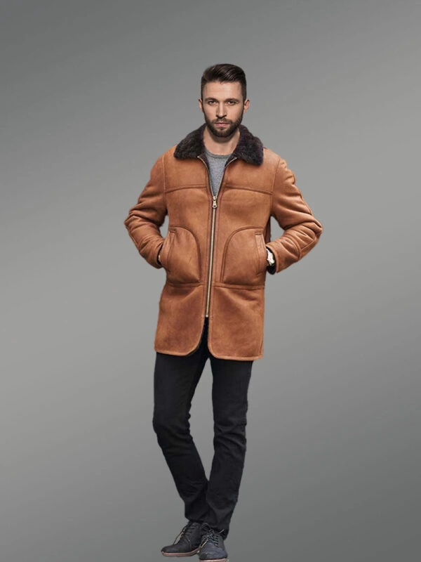 Shearling Coat Long Natural Sheepskin Leather Jacket with Hooded Fur - Image 2