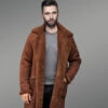 Winter Brown Fur Leather Long Trench Overcoat (5)