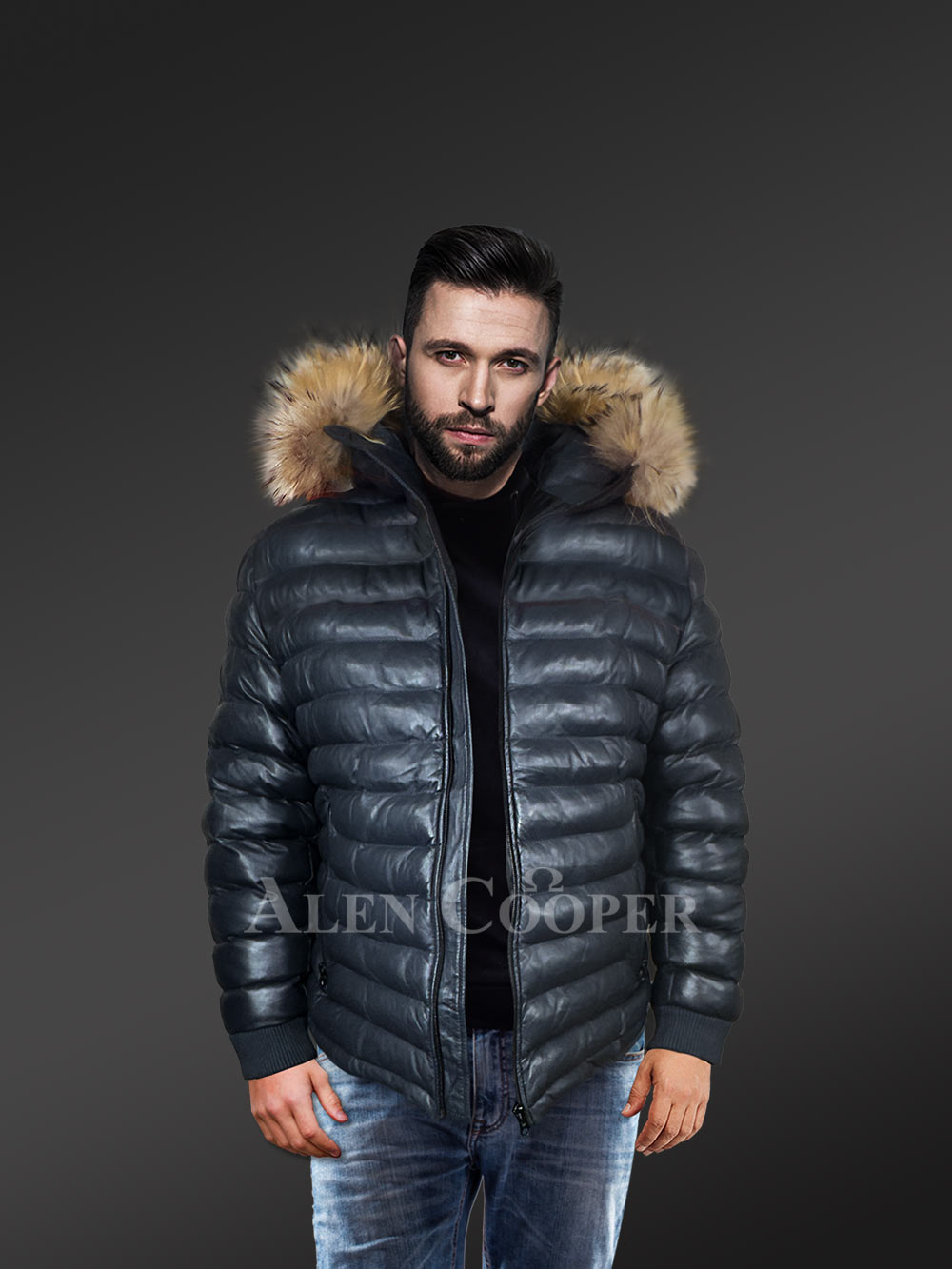 Goose Down Puffer Jacket for Men in Bomber Style - Image 4