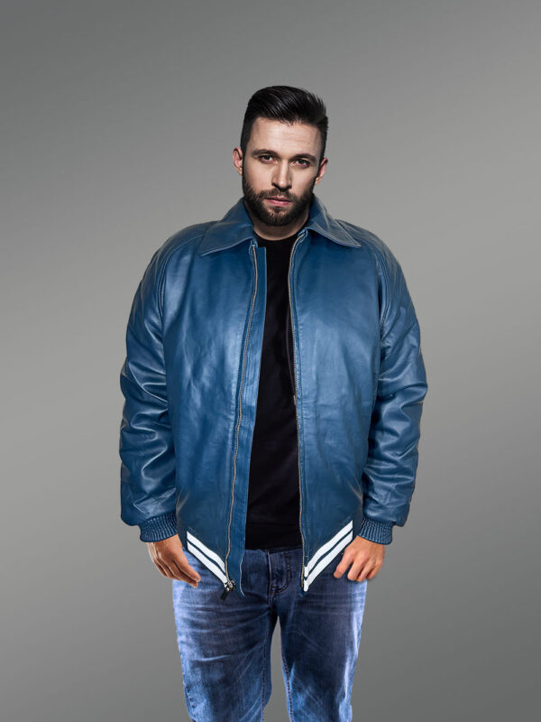 Comfy Leather Bomber Jacket for Men - Image 2