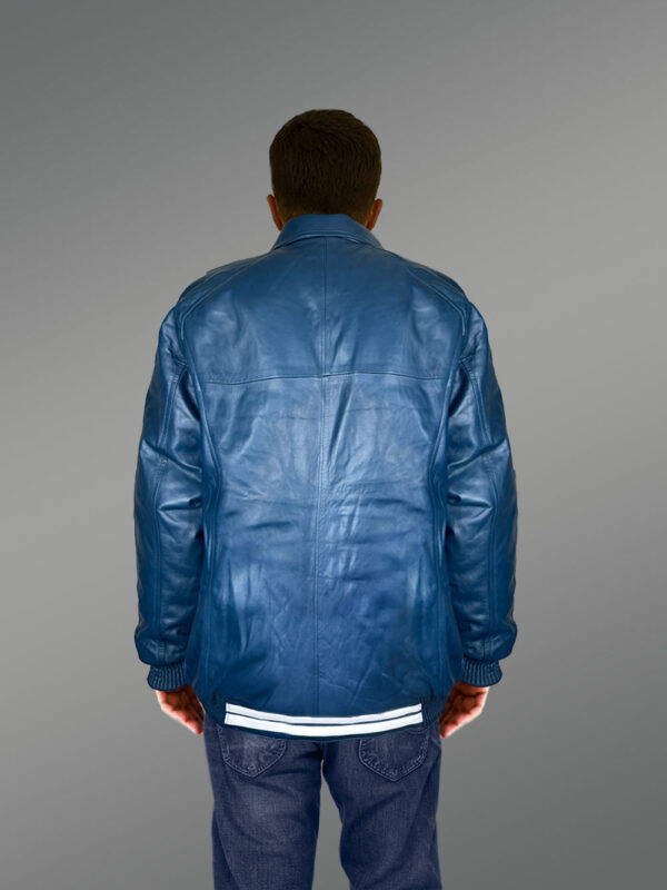 Comfy Leather Bomber Jacket for Men - Image 5