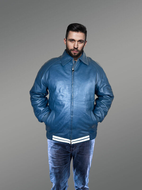 Comfy Leather Bomber Jacket for Men - Image 3