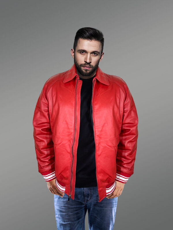 Comfy Leather Bomber with Flexible Hem and Wrist - Image 2