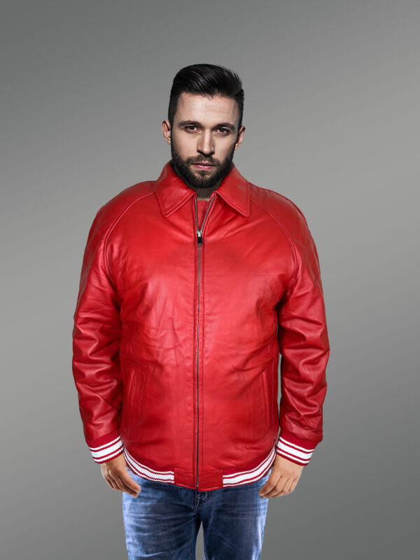 Comfy Leather Bomber with Flexible Hem and Wrist - Image 4