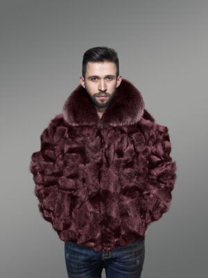 Fox Fur Bomber with Flexible Hem and Wrist