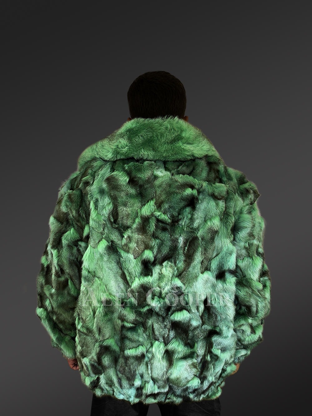 Mens Bomber in Fox Fur with Zip-up Front - Image 5