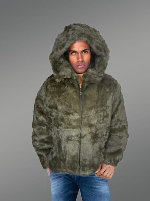 Mens Rabbit Fur Bomber - Image 4