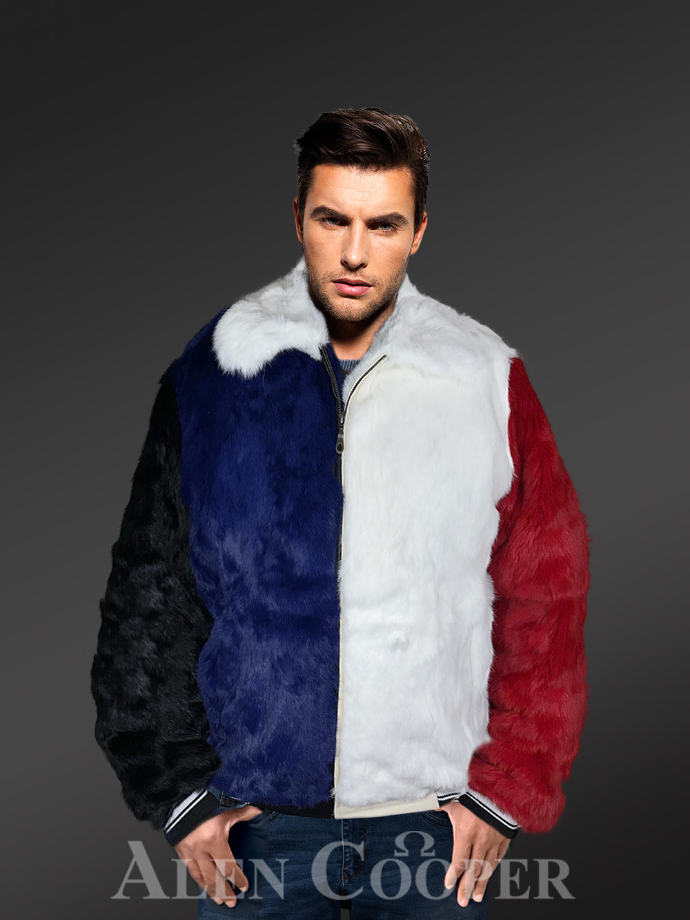 Bomber Rex Rabbit Fur with Elegant Multi-Color Scheme - Image 3