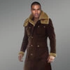 Posh Shearling Long Coat in Coffee for Men