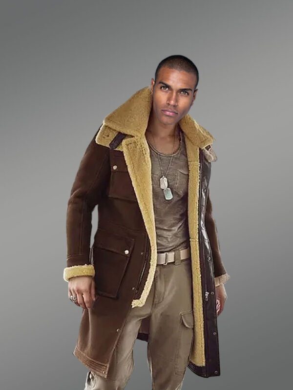 Posh Shearling Long Coat in Coffee for Men - Image 2