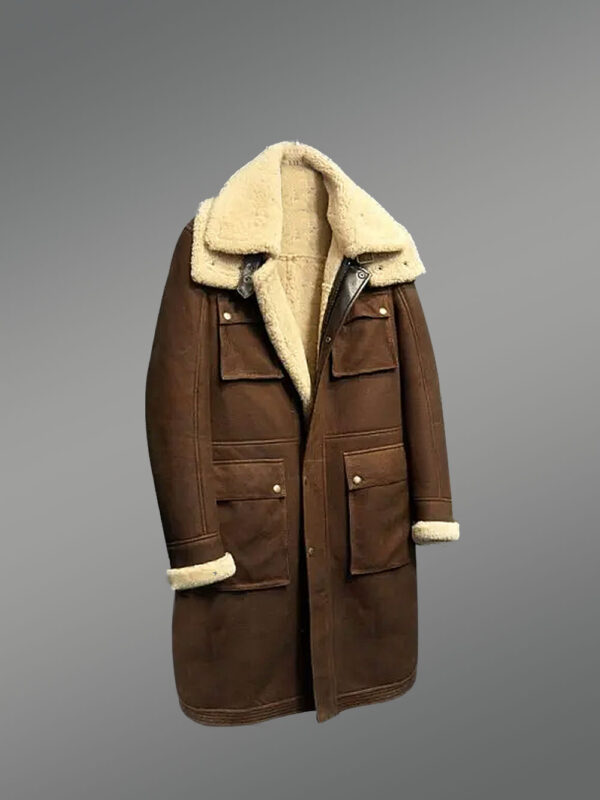 Posh Shearling Long Coat in Coffee for Men - Image 3