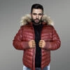 Puffer Leather Down Bomber with Raccoon Fur Hood