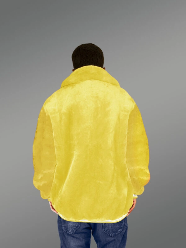 Sheepskin Mouton Varsity Jacket in Yellow - Image 4