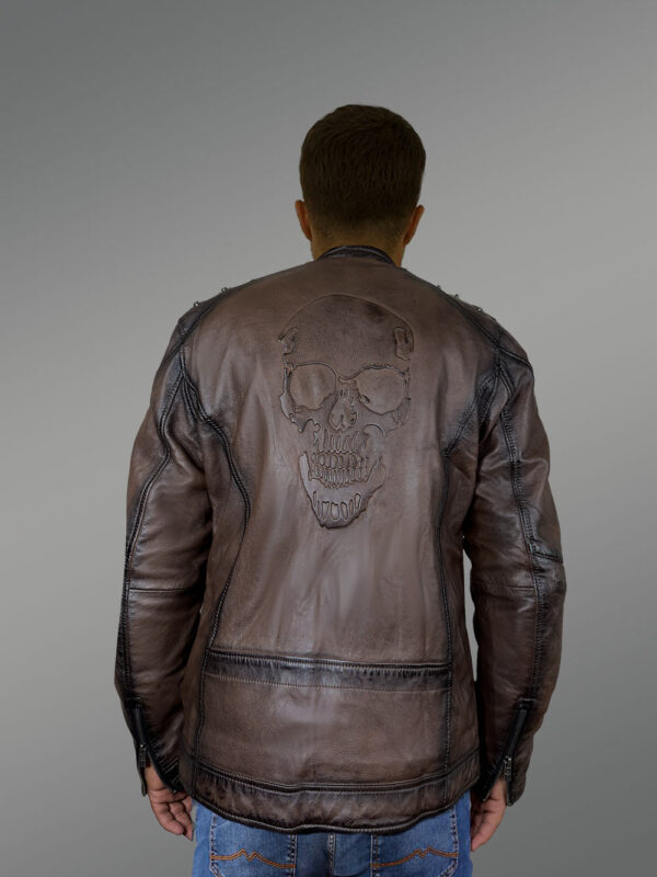 Leather Motorcycle Studded Jacket for Men - Image 5