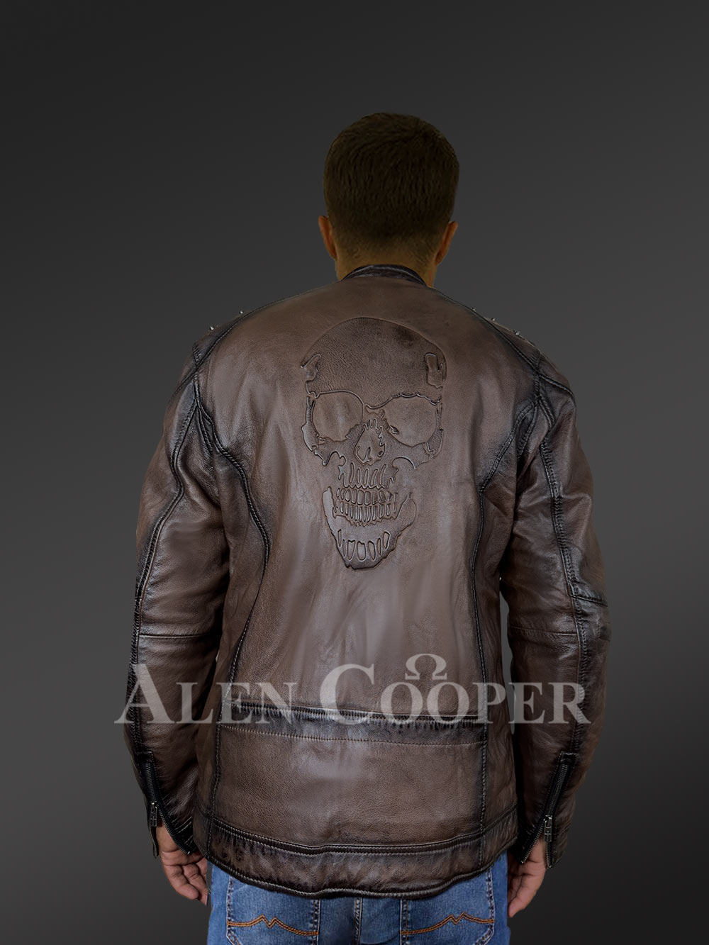 Studded Leather Motorcycle Jacket for Men - Image 5