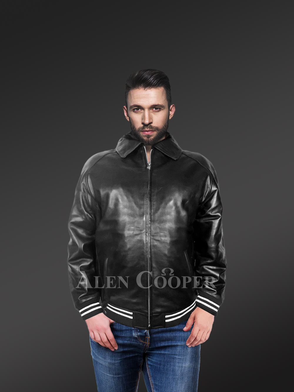 Black Leather Bomber Jacket – Cozy Feel & Suave Looks - Image 3