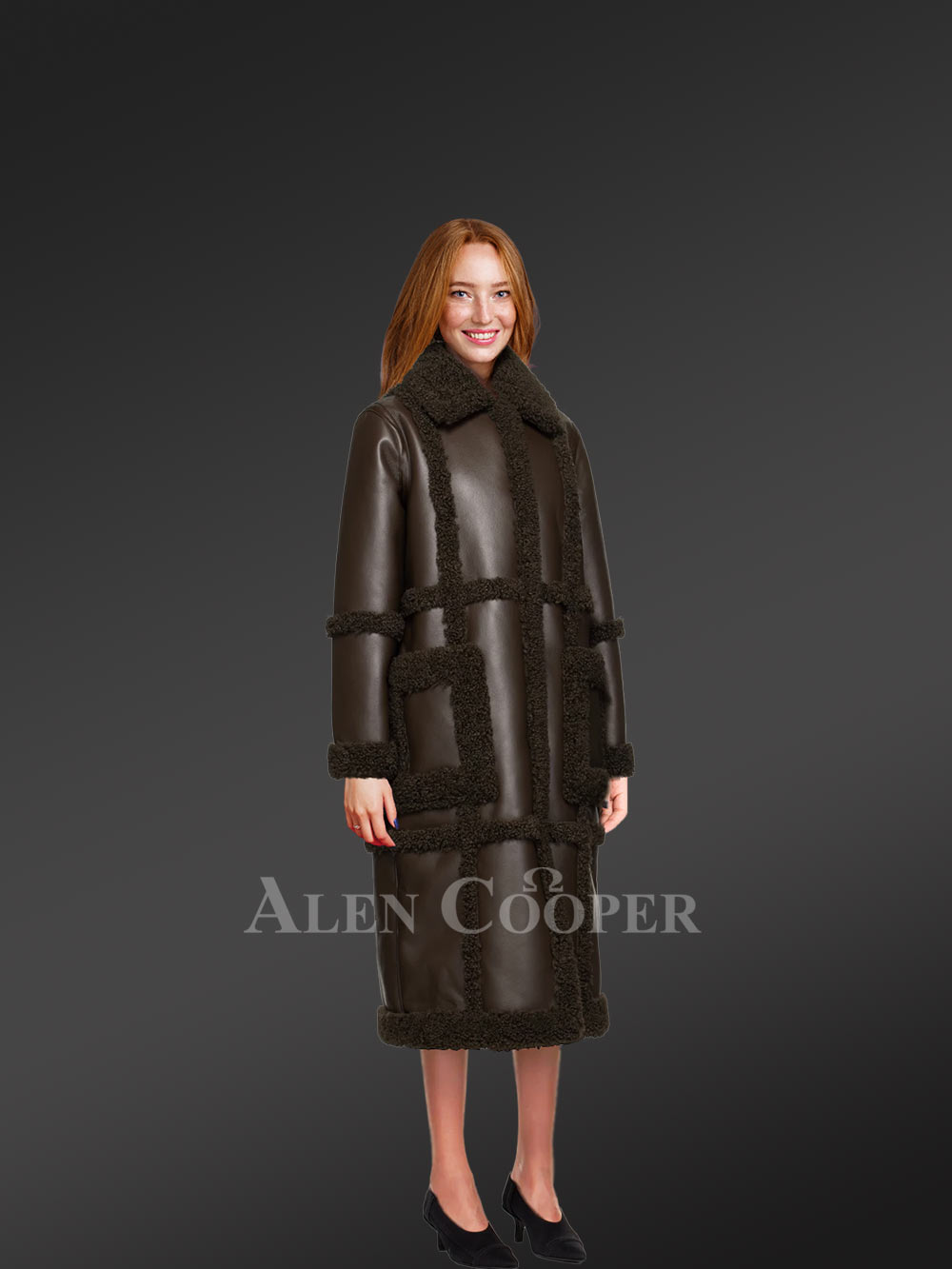 Womens Long Coat in Shearling Wool to Look Effortlessly Elegant